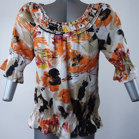 Essentials by Milano Tops - Milano Sz XL Floral Quarter Sleeve Blouse